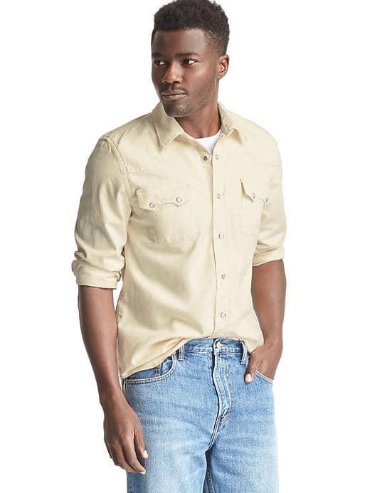 Gap Men The Archive Re Issue Heritage Denim Western Shirt - Ecru