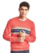 Gap Men Southwestern Chest Stripe Crew Sweater - Red Stripe