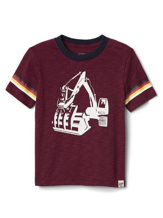 Gap Graphic Stripe Sleeve Slub Tee - Red Delicious