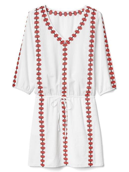 Gap Women Embroidery Tie Waist Dress - White