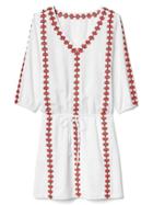 Gap Women Embroidery Tie Waist Dress - White