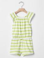 Gap Tie Waist Romper - Green Stripe