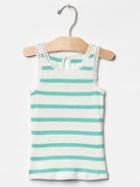 Gap Ribbed Lace Tank - Teal Stripe