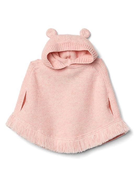 Gap Fringe Bear Garter Poncho - Pink Heather