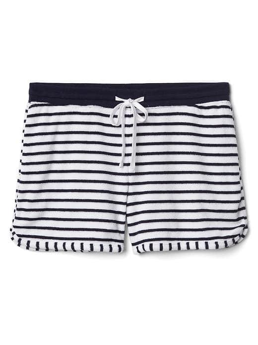 Gap Women Stripe Terry Drawstring Shorts - Dark Night