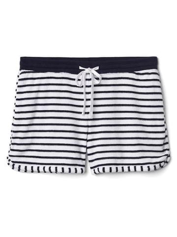 Gap Women Stripe Terry Drawstring Shorts - Dark Night