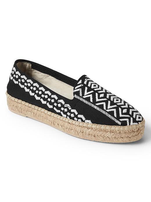 Gap Women Print Platform Espadrilles - Black Embroidery