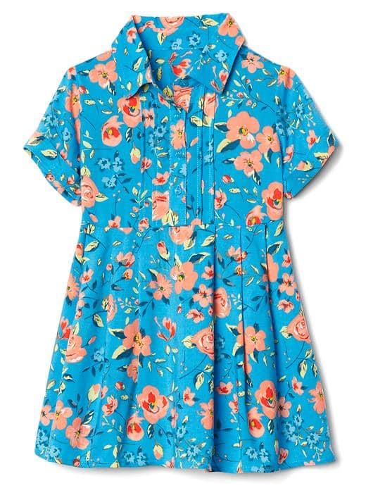 Gap Floral Short Sleeve Shirtdress - Aqua