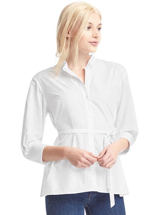 Gap Women Poplin Pleat Tie Shirt - Optic White