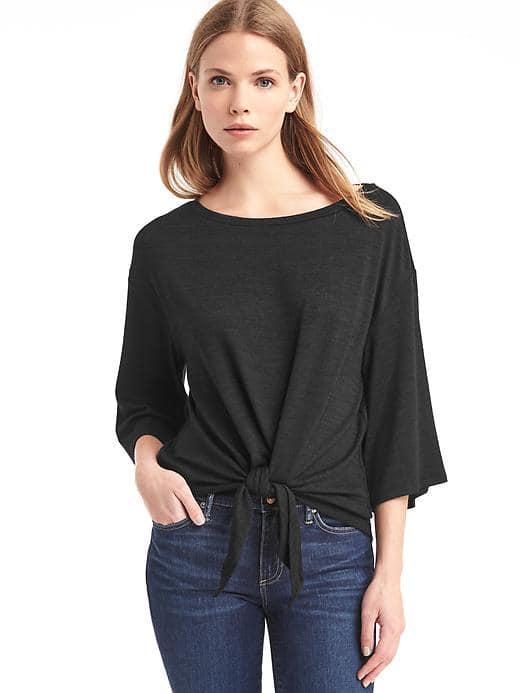 Gap Women Softspun Knit Tie Tee - True Black