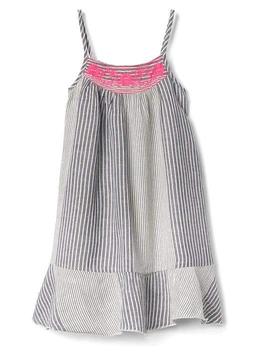 Gap Embroidery Multi Stripe Spaghetti Dress - Dark Night