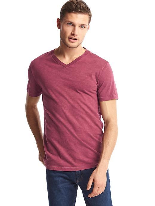 Gap Men Slub V Neck Tee - Garnet