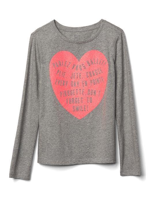 Gap Embellished Graphic Long Sleeve Tee - Grey Heather