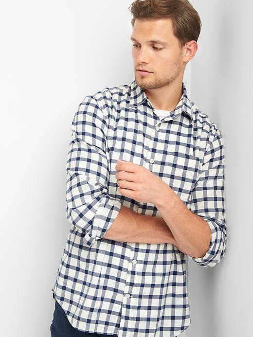 Gap Men Flannel Standard Fit Shirt - Stone
