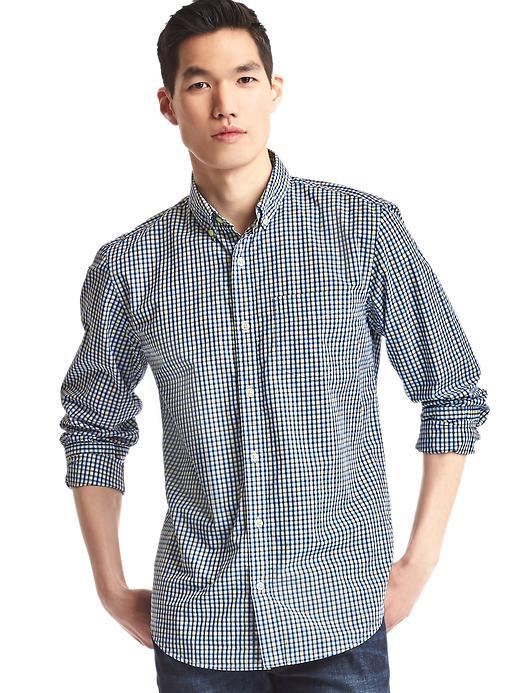Gap Men True Wash Checkered Standard Fit Shirt - Yellow Sundown