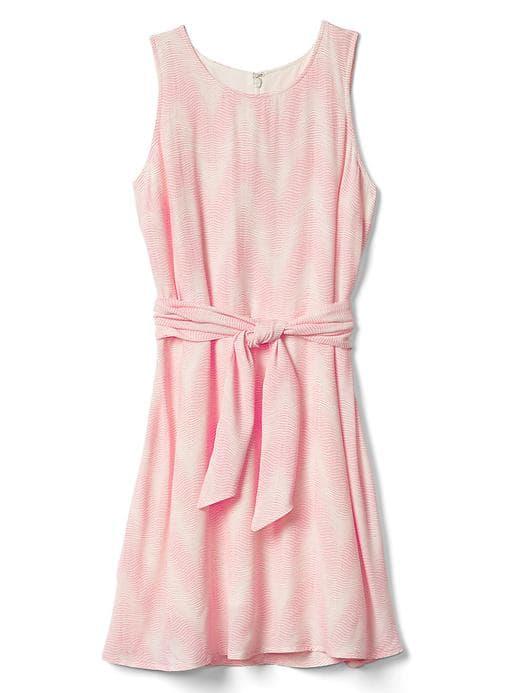 Gap Women Print Tie Belt Fit And Flare Dress - Pink Print