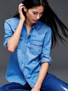 Gap Women 1969 Chambray Western Shirt - Medium Indigo