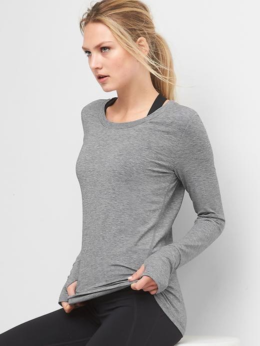 Gap Gapfit Breathe Long Sleeve Tee - Heather Grey