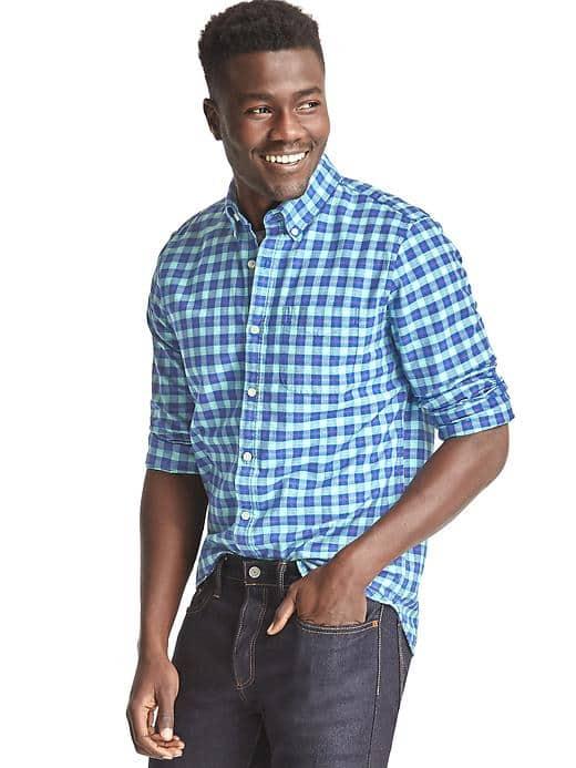 Gap Men Plaid Oxford Slim Fit Shirt - New Malachite