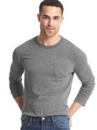Gap Men Long Sleeve Lounge Tee - Dark Heather Grey