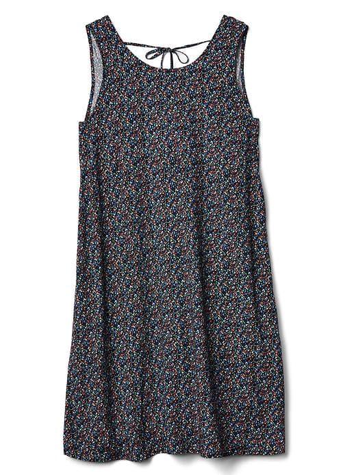 Gap Women Tie Back Tank Swing Dress - Black Print