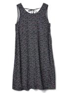 Gap Women Tie Back Tank Swing Dress - Black Print