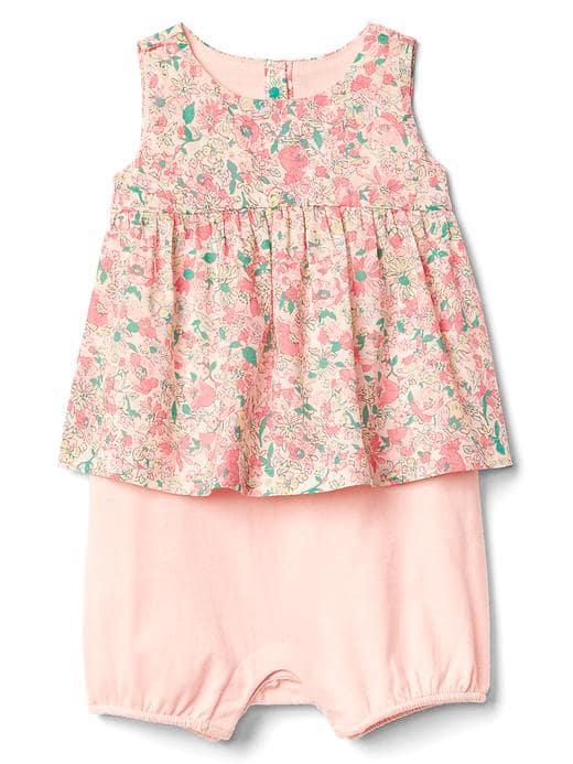 Gap Women Floral Double Layer Shorty One Piece - Coral Frost