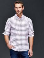 Gap Men Oxford Windowpane Slim Fit Shirt - Buoy Red