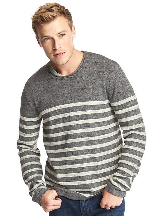 Gap Men Heathered Stripe Roll Neck Sweater - Black/white Stripe