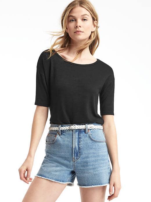 Gap Women Softspun Knit Tee - True Black