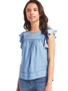 Gap Tencel Flutter Sleeve Top - Light Indigo