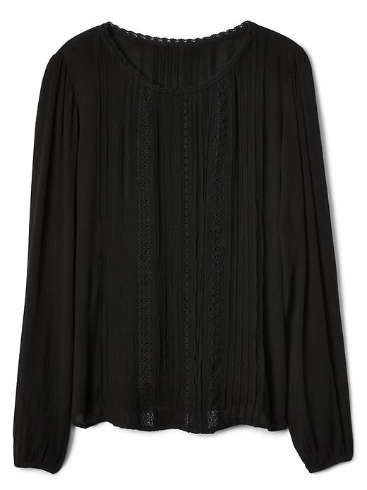 Gap Women Pintuck Lace Crepe Top - True Black