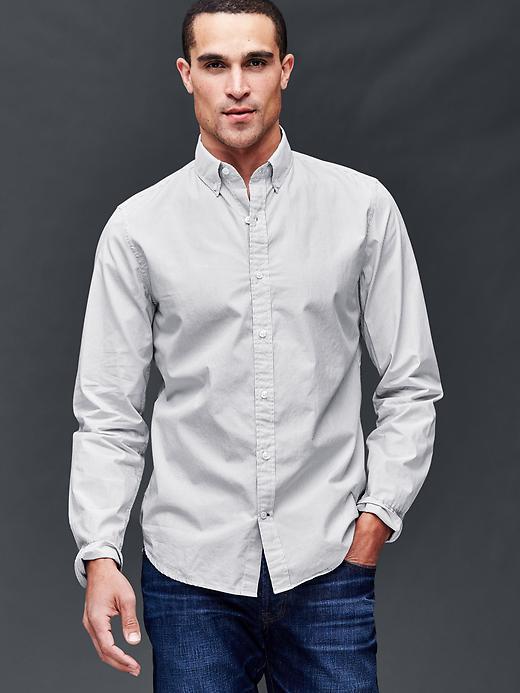 Gap Men Pinstripe Poplin Shirt Slim Fit - Pilot Gray