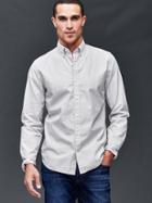 Gap Men Pinstripe Poplin Shirt Slim Fit - Pilot Gray