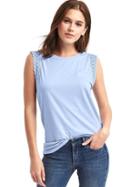 Gap Luxe Crochet Trim Muscle Tank - Simply Blue