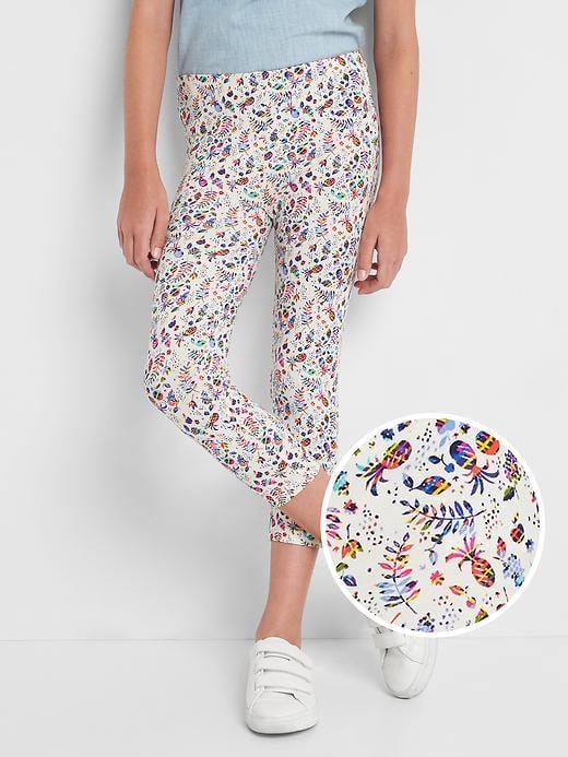 Gap Print Stretch Jersey Capris - Ivory Frost