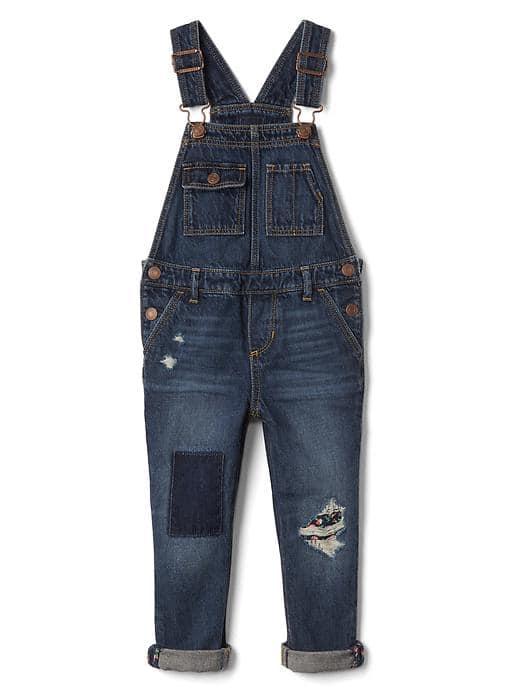 Gap Rip & Repair Denim Overalls - Medium Wash