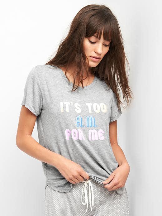Gap Women Mix And Match Short Sleeve Sleep Shirt - Light Heather Grey Too Am