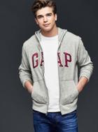 Gap Men Logo Solid Zip Hoodie - Heather Grey