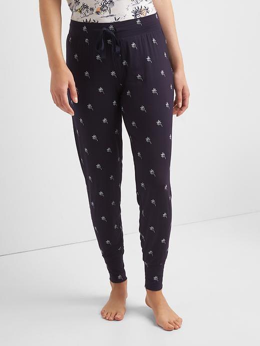 Gap Women Pure Body Print Joggers - Toss Palm Dark Indigo