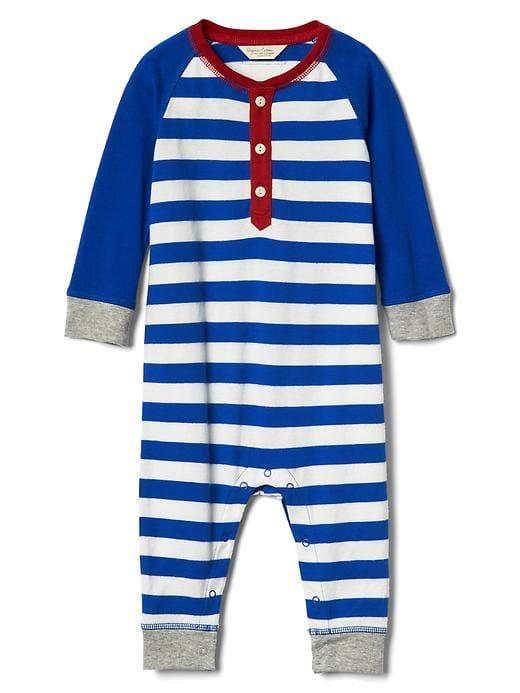 Gap Organic Striped Henley One Piece - Blue Stripe