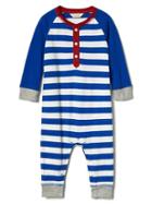 Gap Organic Striped Henley One Piece - Blue Stripe