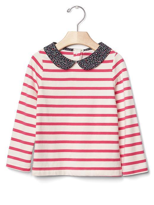 Gap Contrast Collar Stripe Tee - Pink Stripe