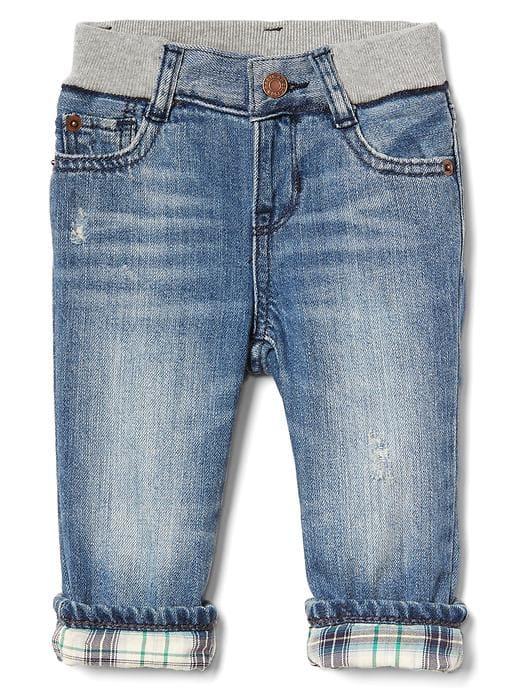 Gap My First Flannel Lined Straight Jeans - Medium Indigo