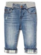 Gap My First Flannel Lined Straight Jeans - Medium Indigo