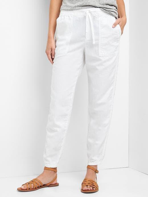 Gap Cotton Linen Utility Joggers - Optic White