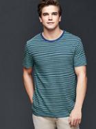 Gap Men Indigo Contrast Stripe T Shirt - Green Stripe