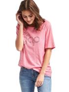 Gap Women Throwback Foil Logo Tee - Coral Frost