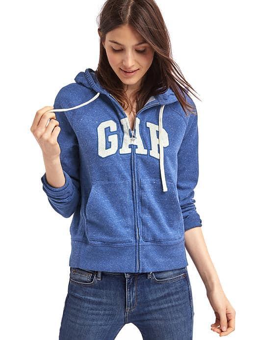 Gap Women French Terry Logo Zip Hoodie - Blue Heather