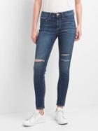 Gap Women Mid Rise Destructed Easy Jeggings - Distressed Indigo